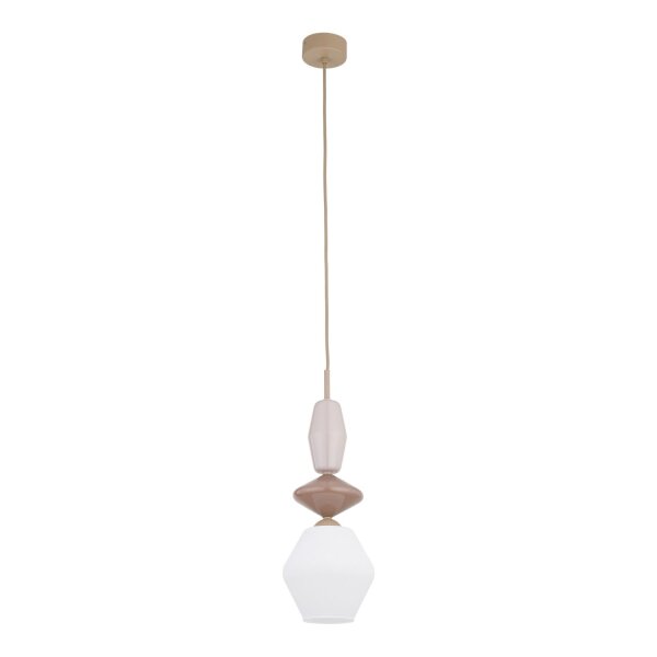 Pendelleuchte Glas Stahl Sandfarben E14 Ø15 cm Modern