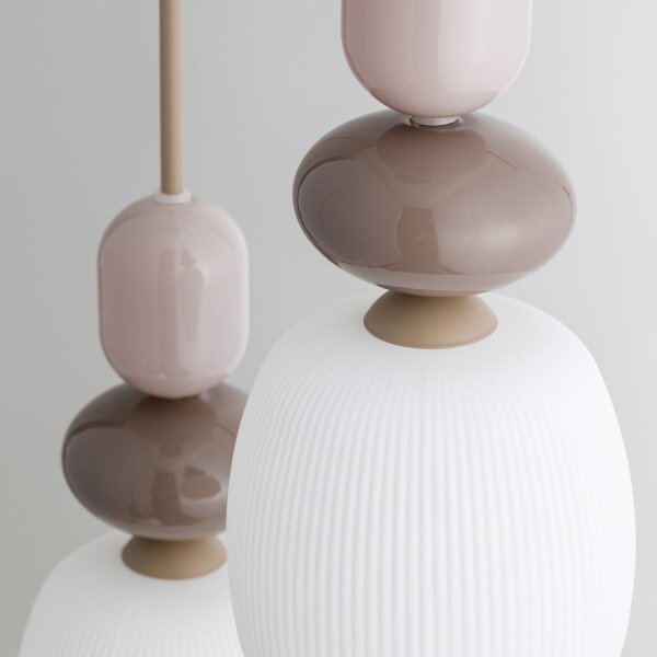 Runde Hängelampe Glas Stahl Sand E14 Ø42 cm 3-flammig