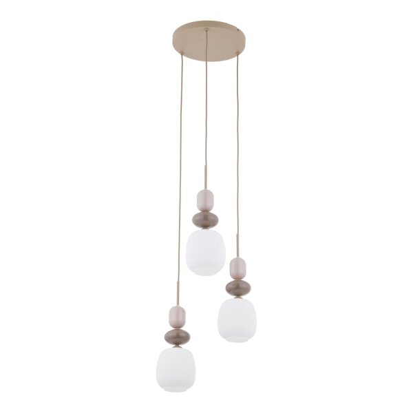 Runde Hängelampe Glas Stahl Sand E14 Ø42 cm 3-flammig