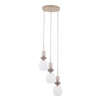 Runde Hängelampe Glas Stahl Sand E14 Ø42 cm...