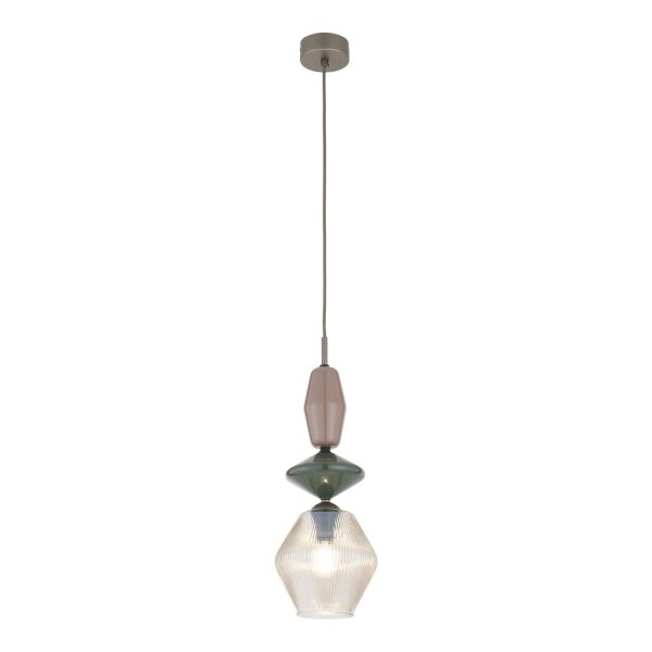 Hängelampe Glas Stahl Cognac Braun E14 Ø15 cm blendarm