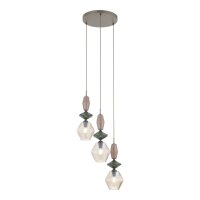 Pendelleuchte Modern Glas Stahl Cognac Braun E14...