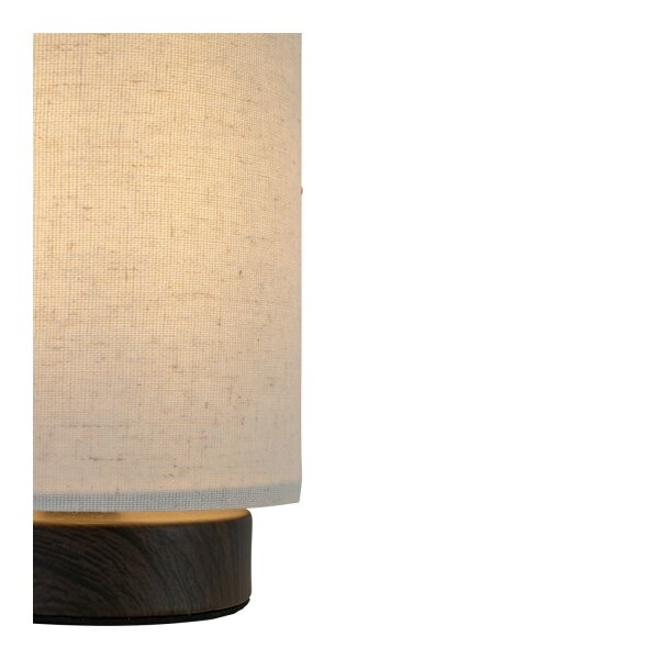 Tischlampe Holz dunkel Stoff Beige E14 H:19 cm
