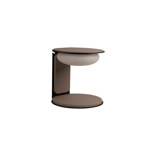 LED Tischlampe dimmbar Holz Glas Taupe 3000K H:20,4 cm