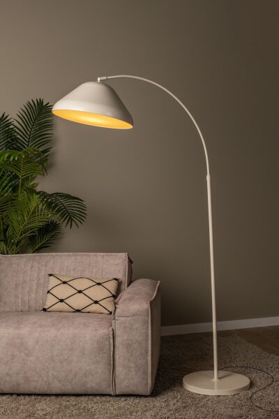 Bogenlampe XXL Fußschalter Beige Retro E27 H:210 cm