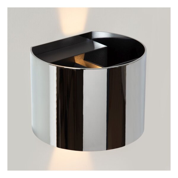 LED Wandlampe Up Down Chrom CCT 2200-3000K IP54 H:10 cm