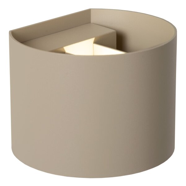 LED Wandleuchte Up Down Taupe CCT 2200-3000K IP54 rund