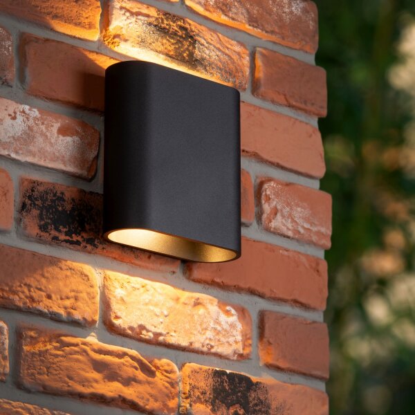 LED Wandlampe Up Down Alu Schwarz 2700K IP65 H:17 cm