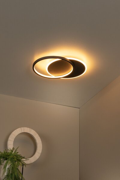 LED Deckenlampe dimmbar Schwarz Ring 2700K L:39,1 cm