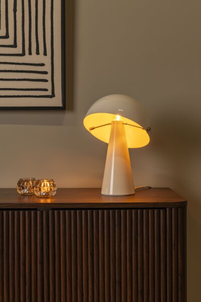 Tischleuchte schwenkbar Beige Pilzlampe E27 H:33,5 cm