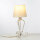 Lampe de chevet shabby or blanc tissu abat-jour 45cm