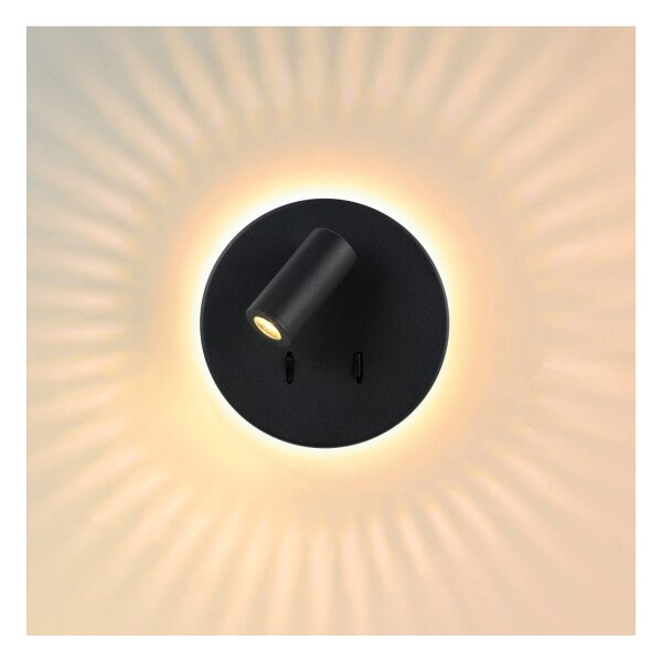 LED Wandspot schwenkbar drehbar Schwarz 3000K B:14 cm
