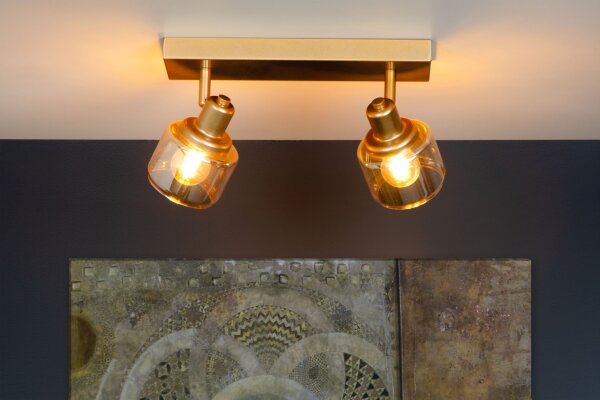 Deckenstrahler schwenkbar Gold Bernstein 2-flammig E14