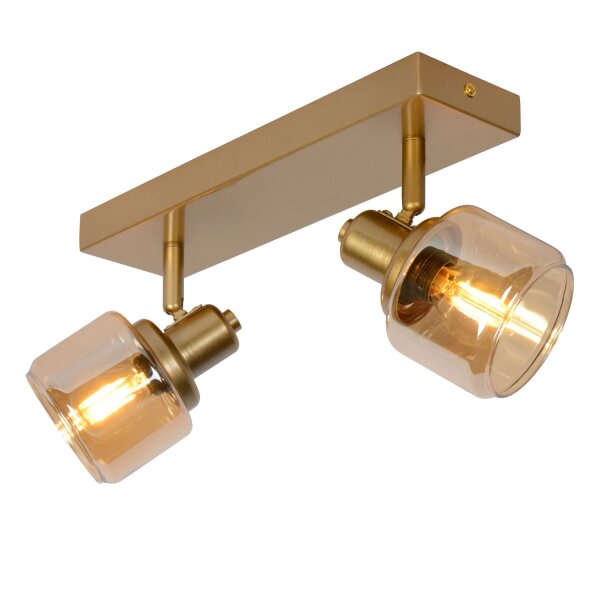 Deckenstrahler schwenkbar Gold Bernstein 2-flammig E14