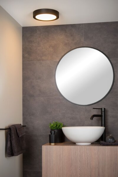 LED Deckenleuchte blendarm Schwarz 3000K IP44 Ø24 cm