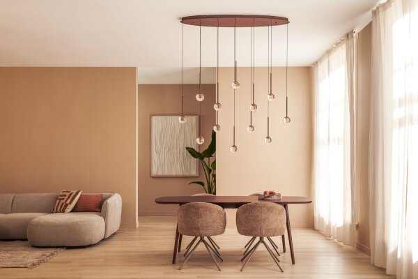 LED Pendelleuchte Glas Bernstein 2200-3300K L:143,2 cm