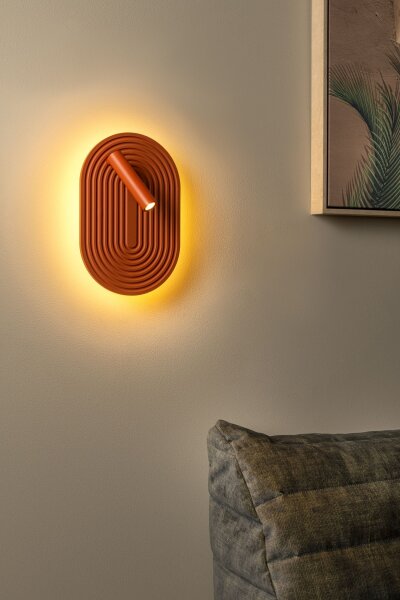 LED Wandlampe schwenkbar drehbar Holz Terrakotta 2700K