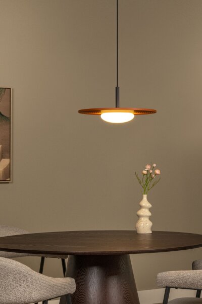 LED Pendelleuchte Holz Schwarz Terrakotta 2700K rund