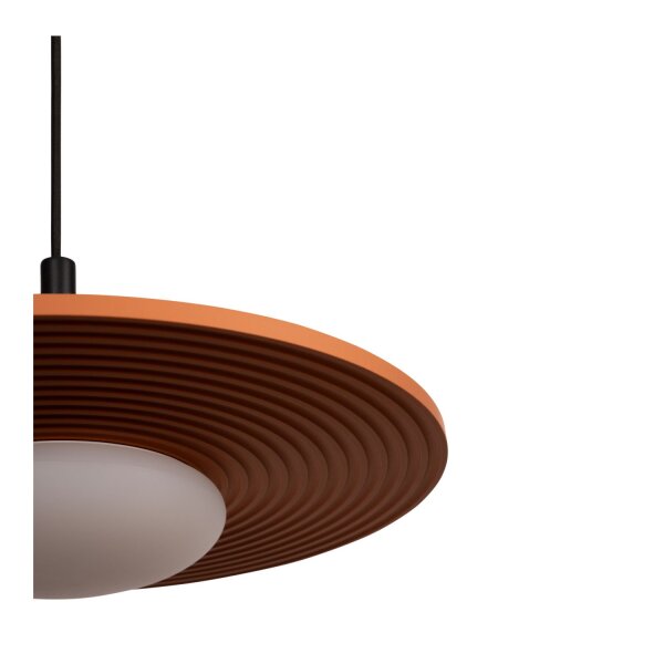 LED Pendelleuchte Holz Schwarz Terrakotta 2700K rund