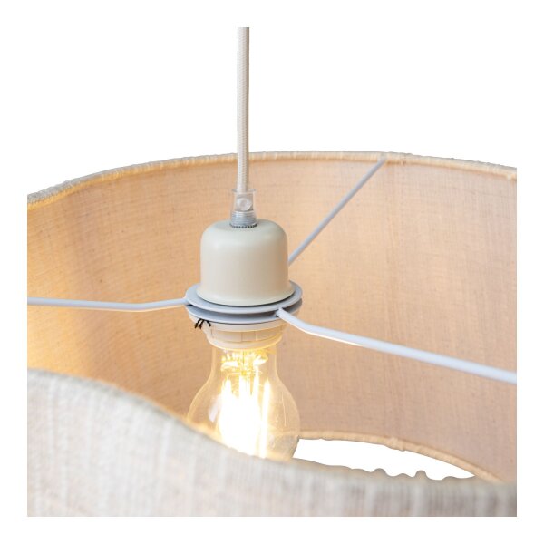 Hängelampe verstellbar Stoff Beige E27 L:95 cm