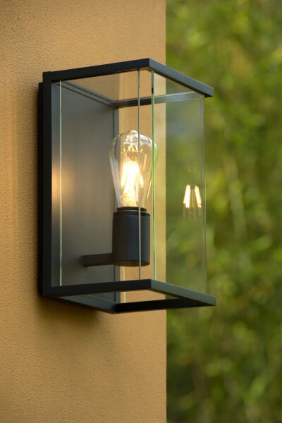 Außenwandlampe Glas Anthrazit E27 IP54 H:30 cm
