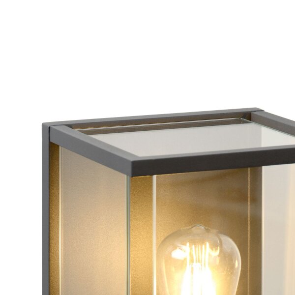 Außenwandlampe Glas Anthrazit E27 IP54 H:30 cm