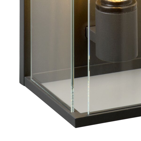 Außenwandlampe Glas Anthrazit E27 IP54 H:30 cm