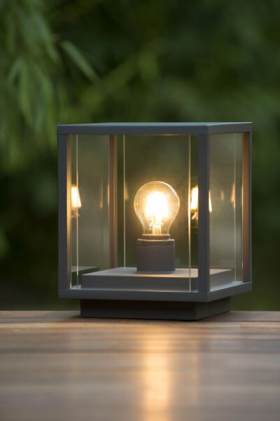 Wegeleuchte Glas Metall Anthrazit E27 IP54 H:24,5 cm
