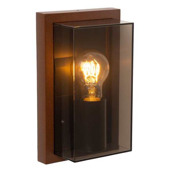 Außenwandleuchte Aluminium Rostbraun Rauchglas E27 IP65