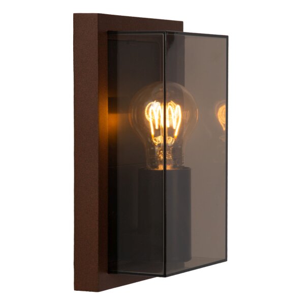 Außenwandleuchte Aluminium Rostbraun Rauchglas E27 IP65