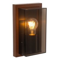 Au&szlig;enwandleuchte Aluminium Rostbraun Rauchglas E27 IP65