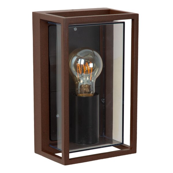 Außenleuchte Alu Rostbraun Rauchglas E27 IP65 B:14,5 cm