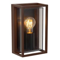 Au&szlig;enleuchte Alu Rostbraun Rauchglas E27 IP65 B:14,5 cm