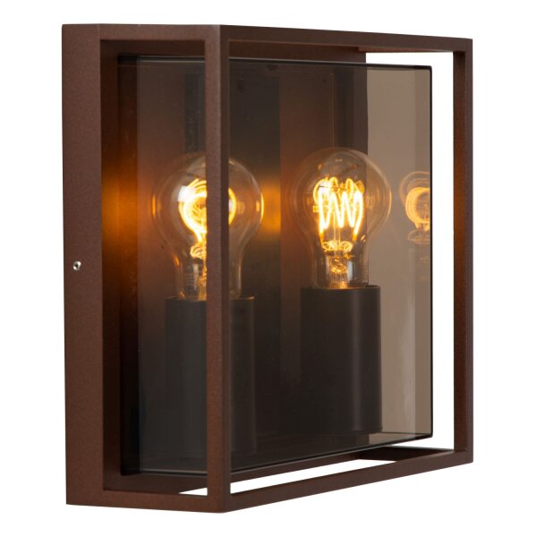 Außenleuchte Alu Rostbraun Rauchglas E27 IP65 T:10,4 cm