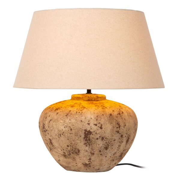 Tischlampe Keramik Braun Weiß E27 H:58 cm Vasenform
