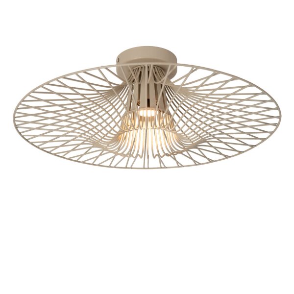 Deckenlampe Stahl Taupe Gitterschirm E27 Ø50 cm rund