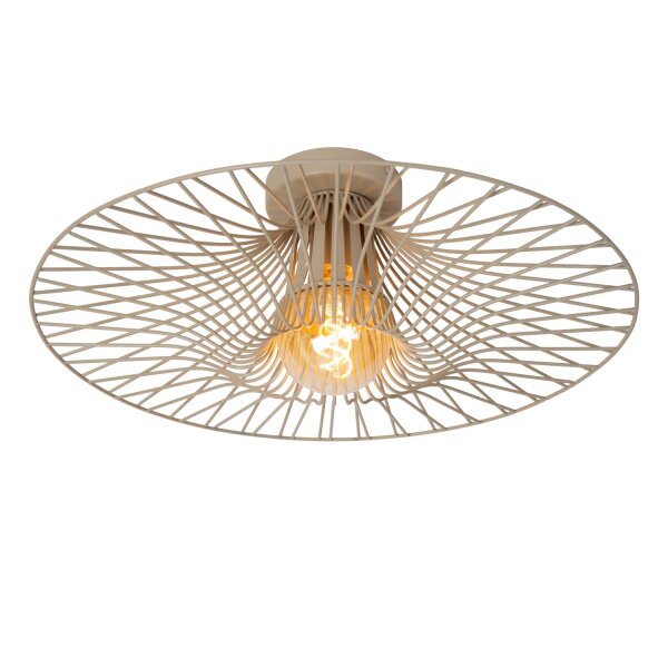 Deckenlampe Stahl Taupe Gitterschirm E27 Ø50 cm rund