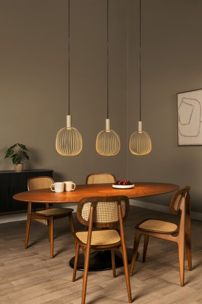 Hängelampe Metall Taupe Drahtschirm GU10 L:116 cm