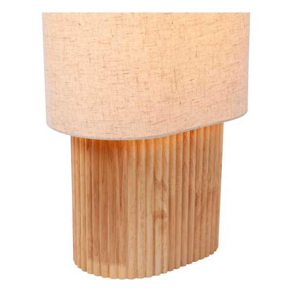 Tischlampe Holz Stoff Natur Weiß E27 H:70 cm modern