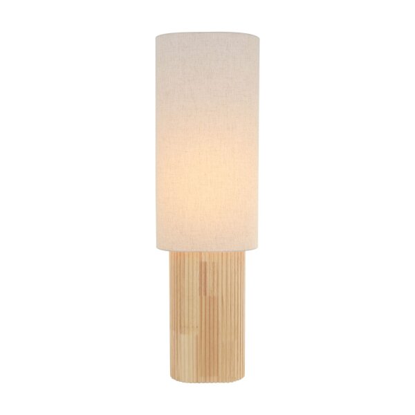 Stehlampe Fußschalter Holz Stoff Natur Weiß E27 100 cm
