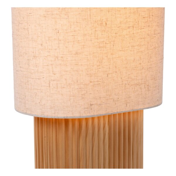 Stehlampe Fußschalter Holz Stoff Natur Weiß E27 100 cm