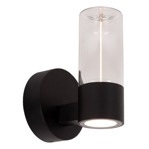 LED Außenwandleuchte Glas Schwarz 2700K IP54 B:10 cm