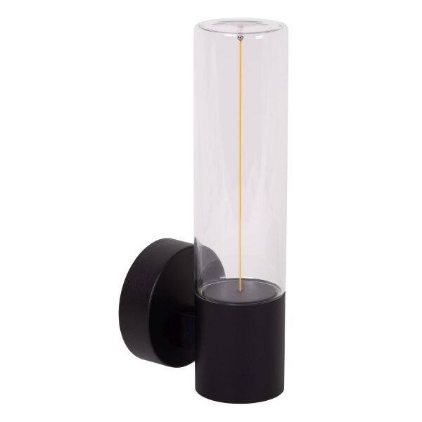 LED Außenwandleuchte Glas Schwarz 2700K IP54 T:13,2 cm