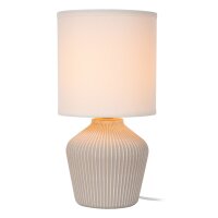 Tischleuchte Keramik Leinen Beige Wei&szlig; E14 H:31,5 cm