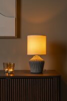 Tischlampe Keramik Stoff Taupe Weiß E14 Landhaus