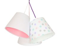 Kinderzimmerlampe SAMY Weiß Rosa gepunktet 3-flmg