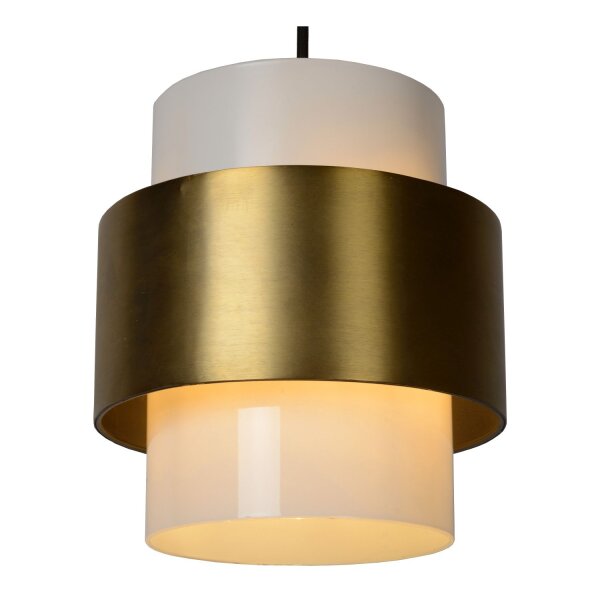 Pendelleuchte verstellbar Glas Gold Weiß E27 B:20 cm