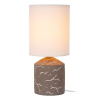 Tischleuchte Keramik Leinen Taupe Wei&szlig; E14 H:29 cm