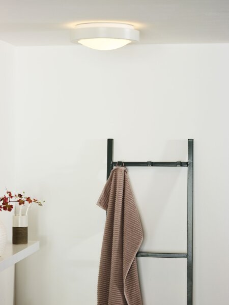 Deckenlampe blendarm Weiß E27 IP44 Ø27 cm rund