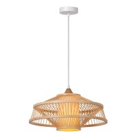 Pendelleuchte verstellbar Bambus Wei&szlig; E27 &Oslash;40 cm